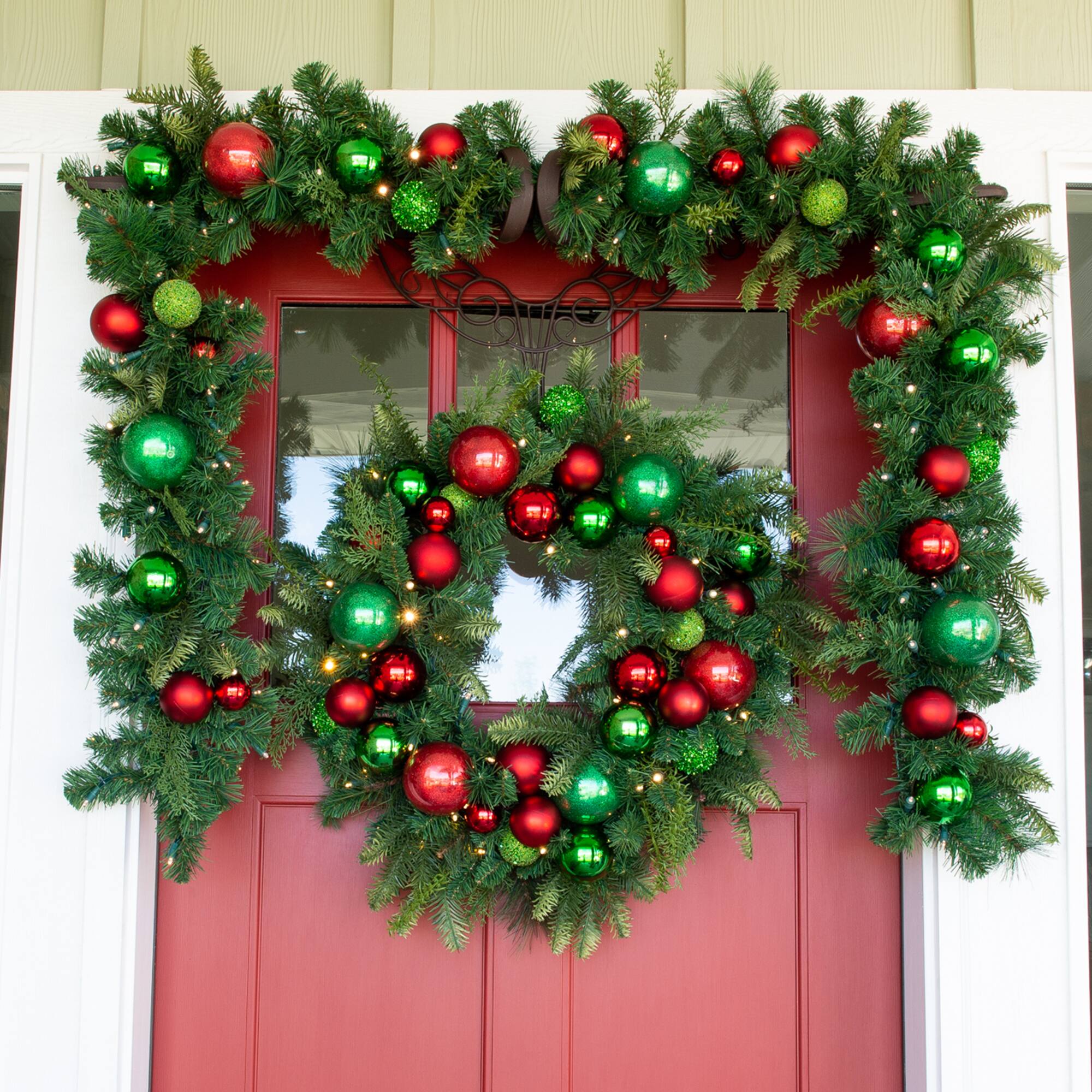 Village Lighting 30" Pre-Lit Christmas Cheer Wreath, Clear LED Lights